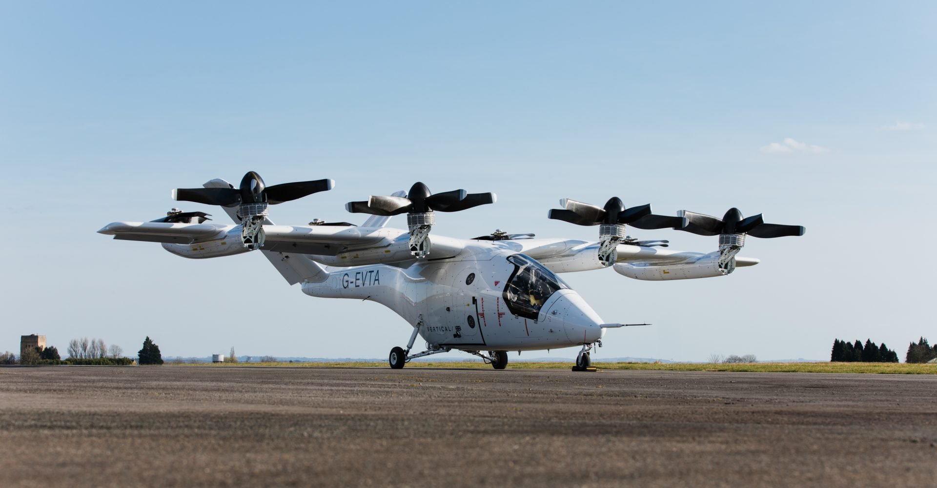 Electric vertical take-off aircraft on an airfield
